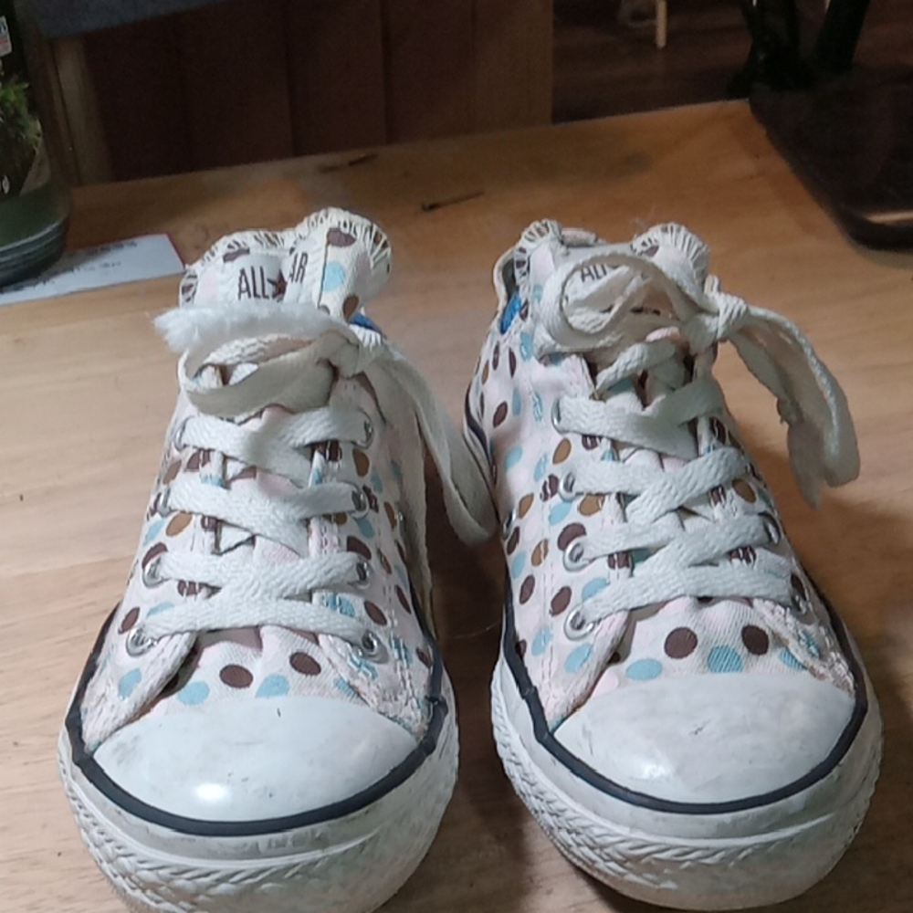 Converse Kids Sneakers - White and Brown Polka Dot